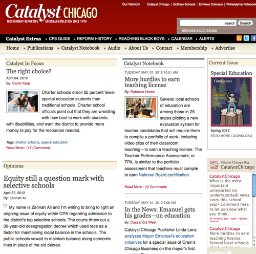 Catalyst education magazine, Chicago - homepage