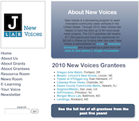 New Voices Homepage - screenshot